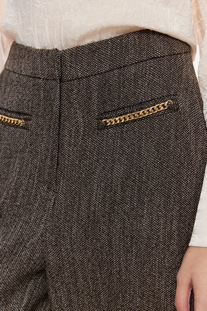 Zincir Detaylı Geniş Paça Pantolon