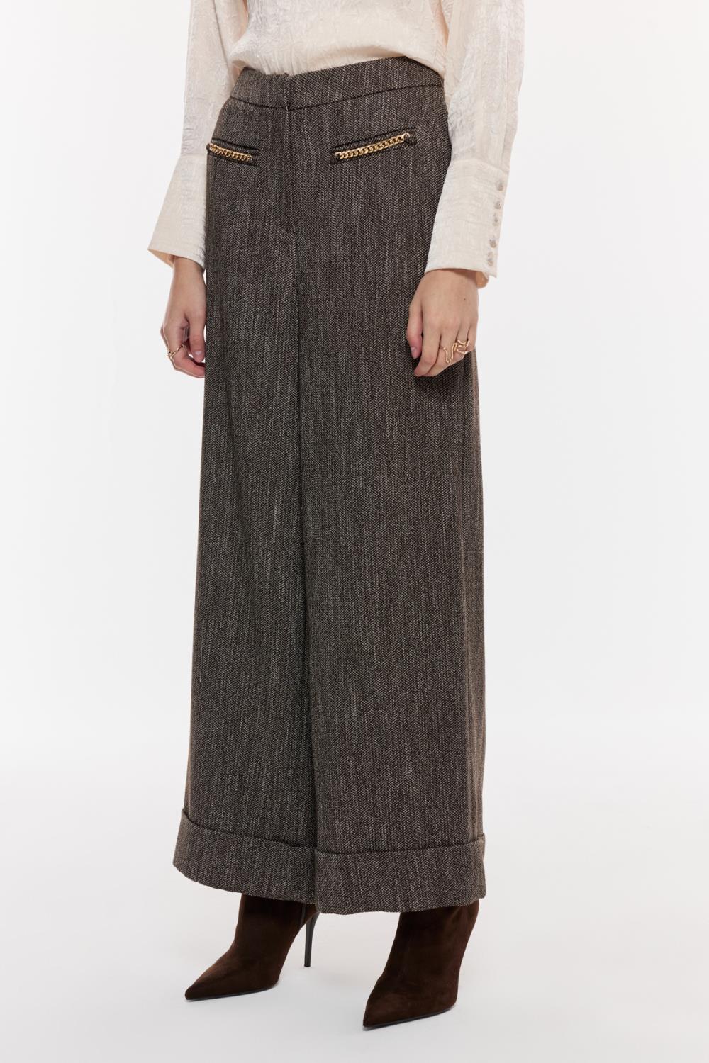 Zincir Detaylı Geniş Paça Pantolon