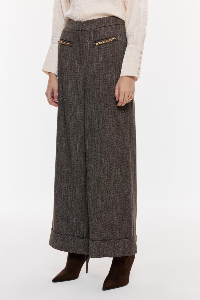 Zincir Detaylı Geniş Paça Pantolon