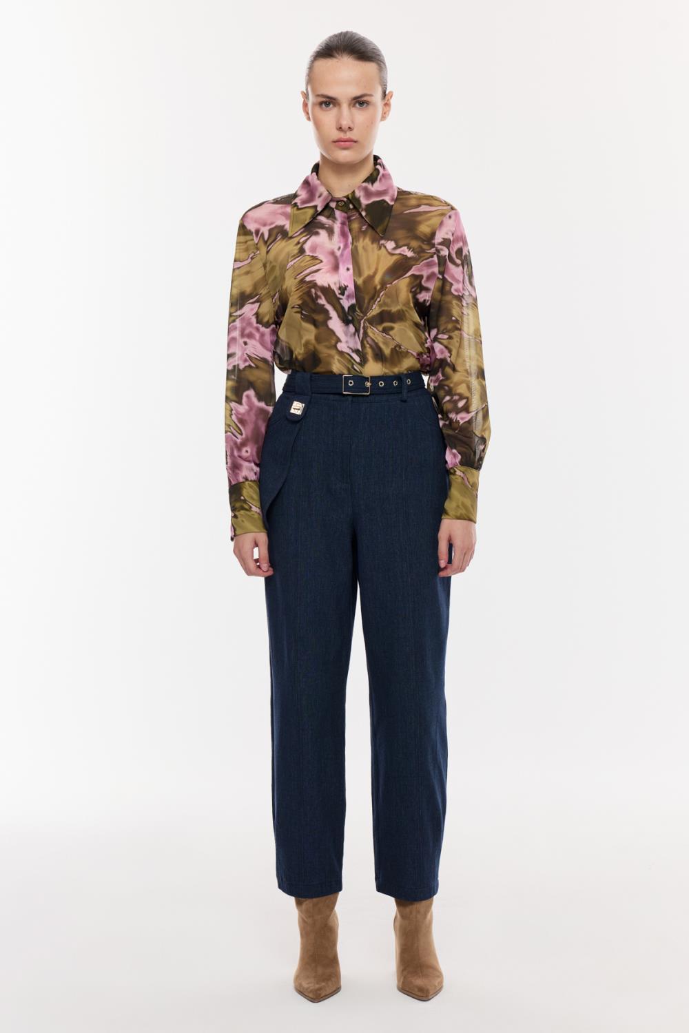 Kemer Detaylı Denim Pantolon