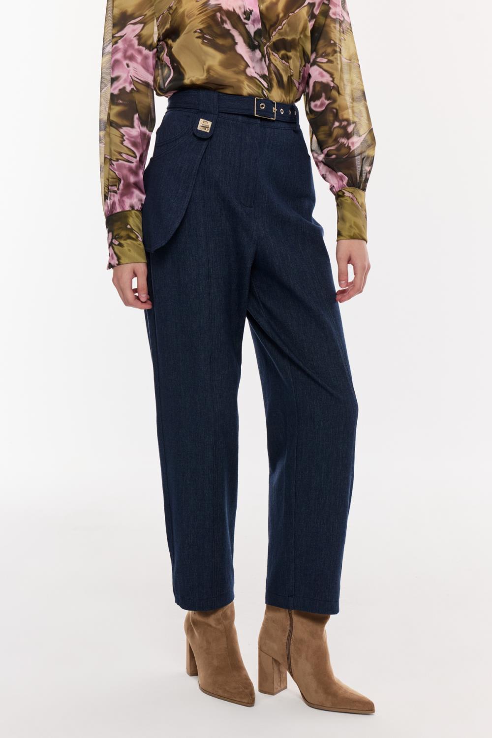 Kemer Detaylı Denim Pantolon