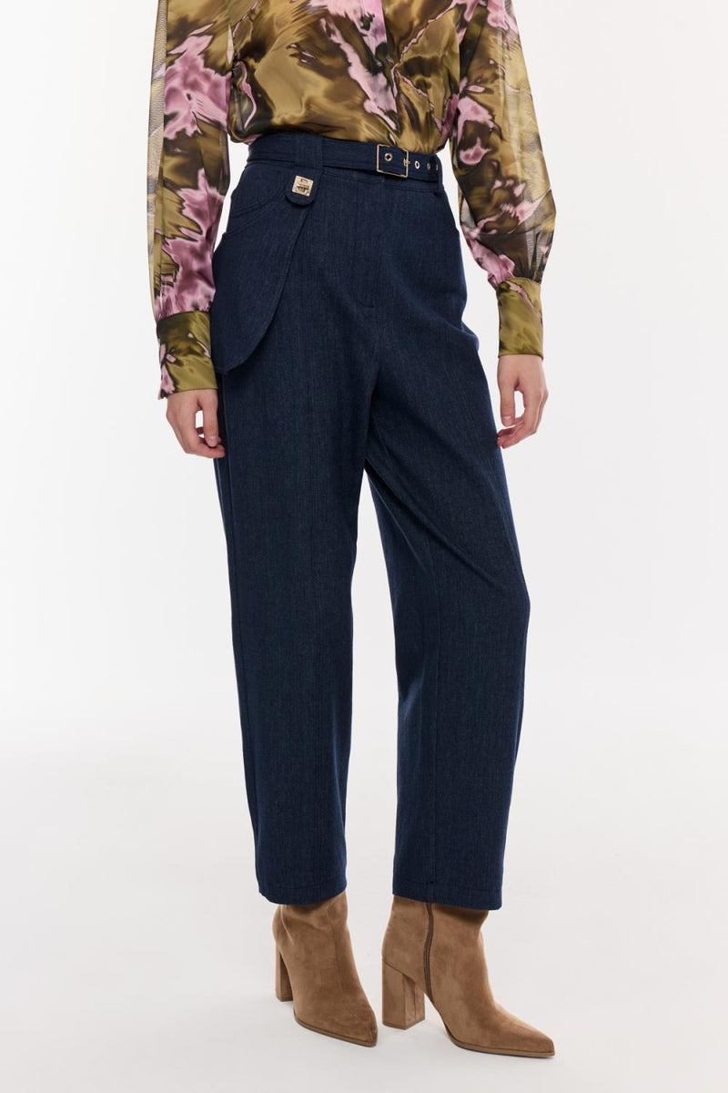 Kemer Detaylı Denim Pantolon