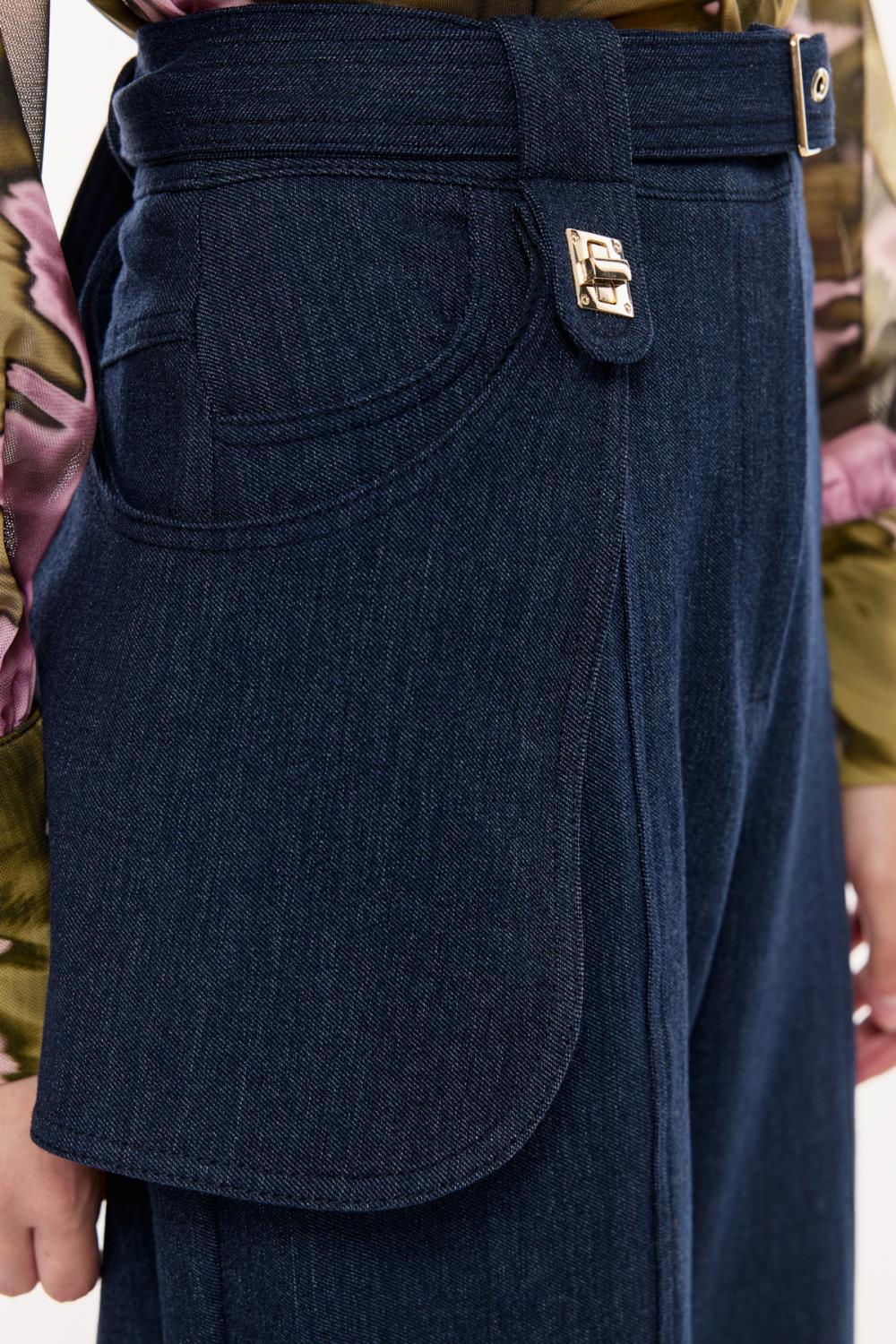 Kemer Detaylı Denim Pantolon