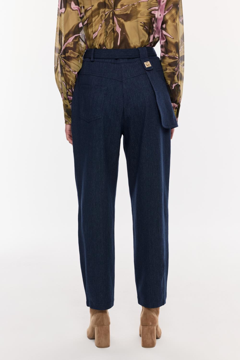 Kemer Detaylı Denim Pantolon