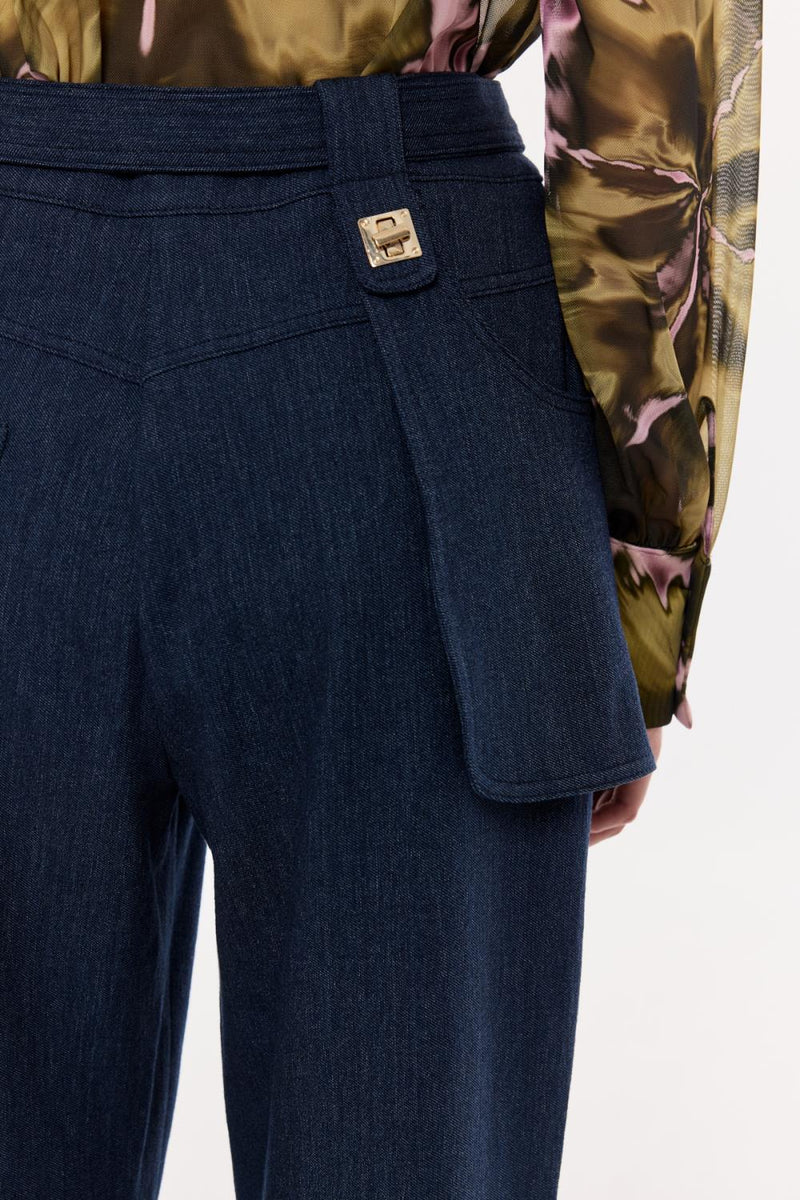 Kemer Detaylı Denim Pantolon