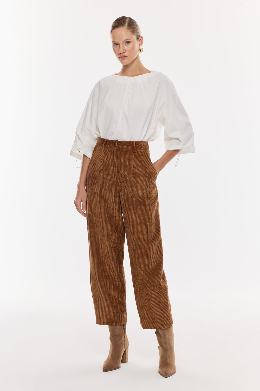 Kadife Yüksek Bel Pantolon