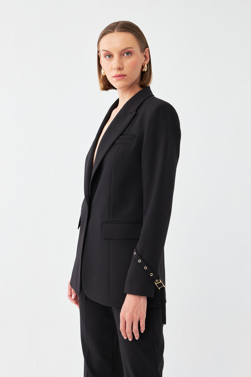 Tek Düğmeli Siyah Blazer Takım