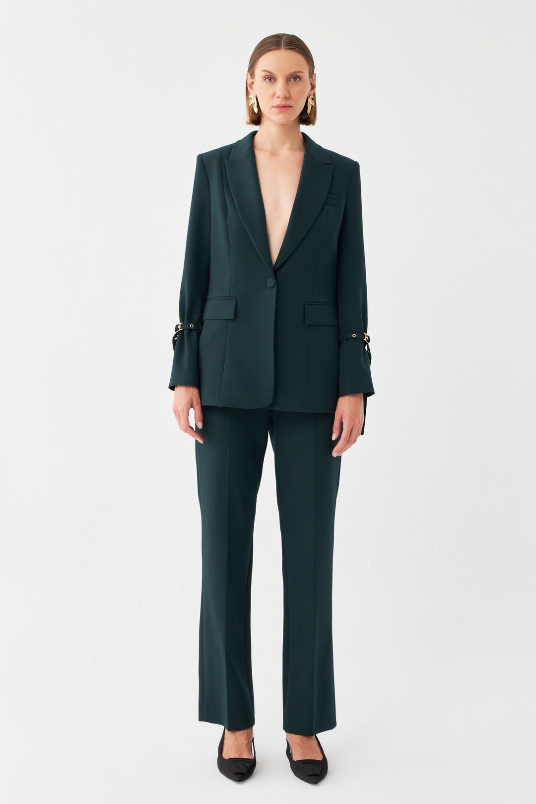 Tek Düğmeli Yeşil Blazer Takım