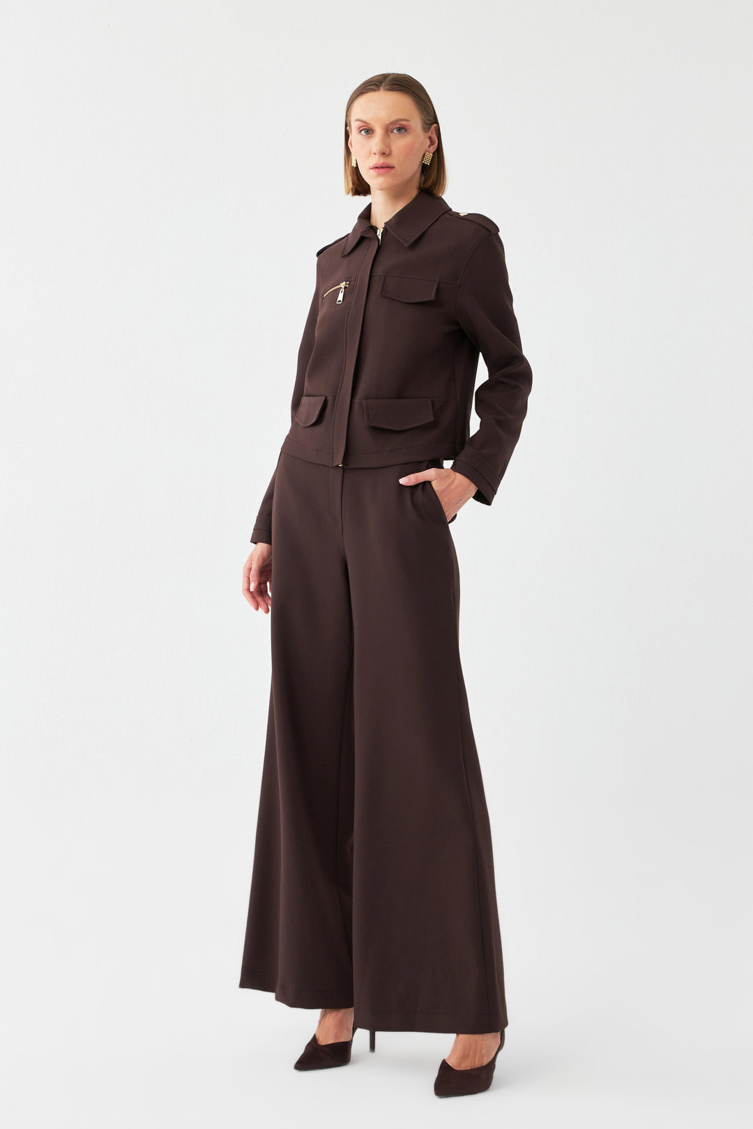 1YA1TA0005 - 192 PANTOLONLU TAKIM KAHVERENGİ