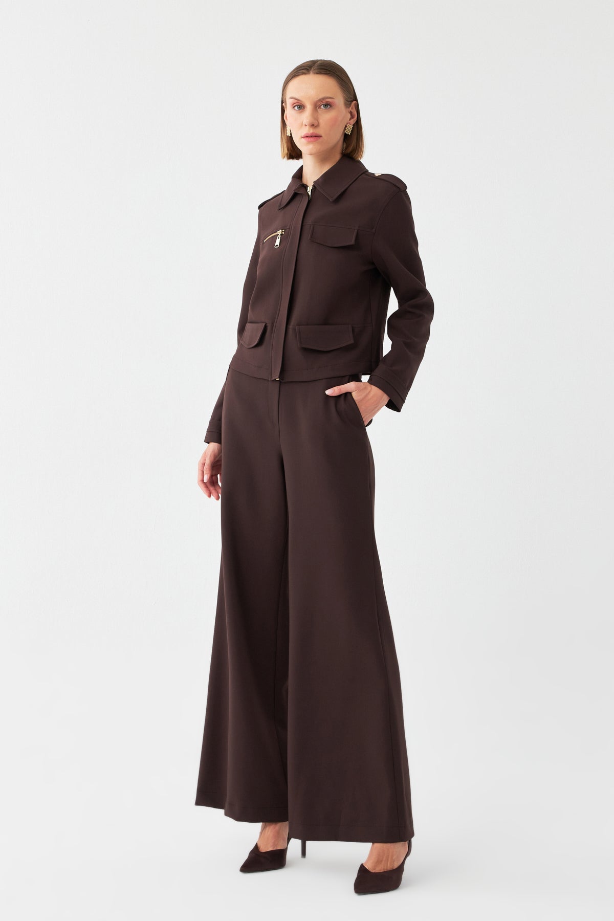 1YA1TA0005 - 192 PANTOLONLU TAKIM KAHVERENGİ