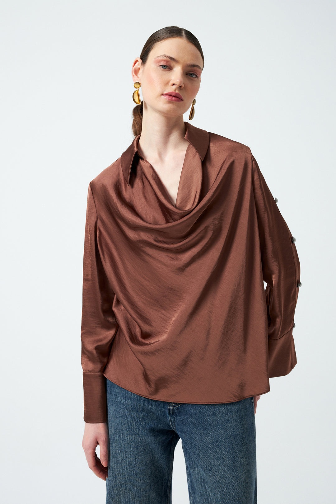 1YA2BL0048 - 56 BLUZ KAHVERENGİ