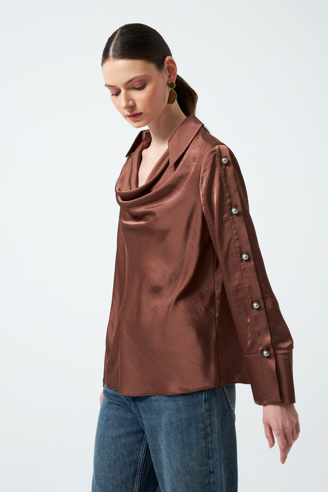 1YA2BL0048 - 56 BLUZ KAHVERENGİ