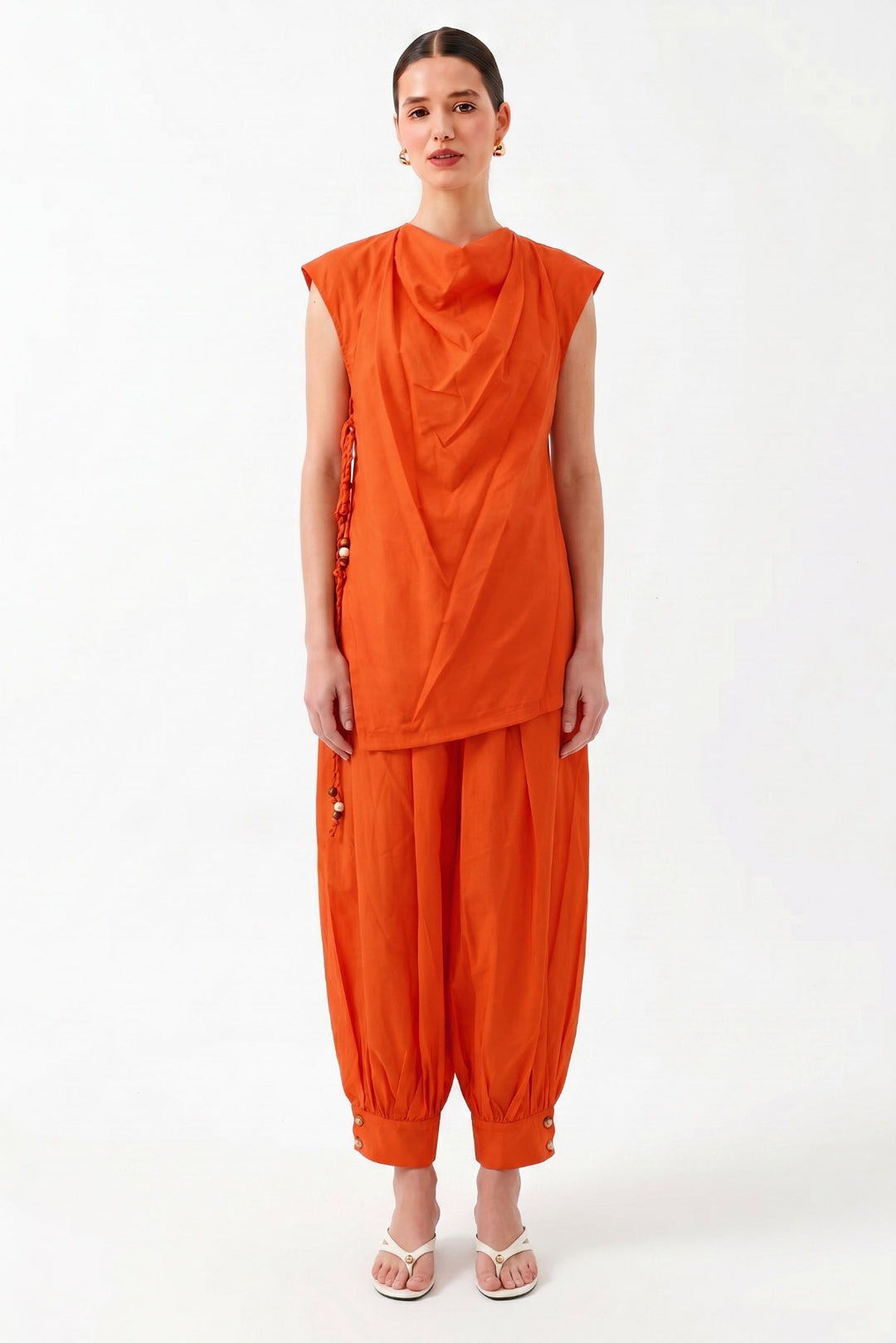 Oversize Degaje Yaka Kolsuz Bluz - Coral