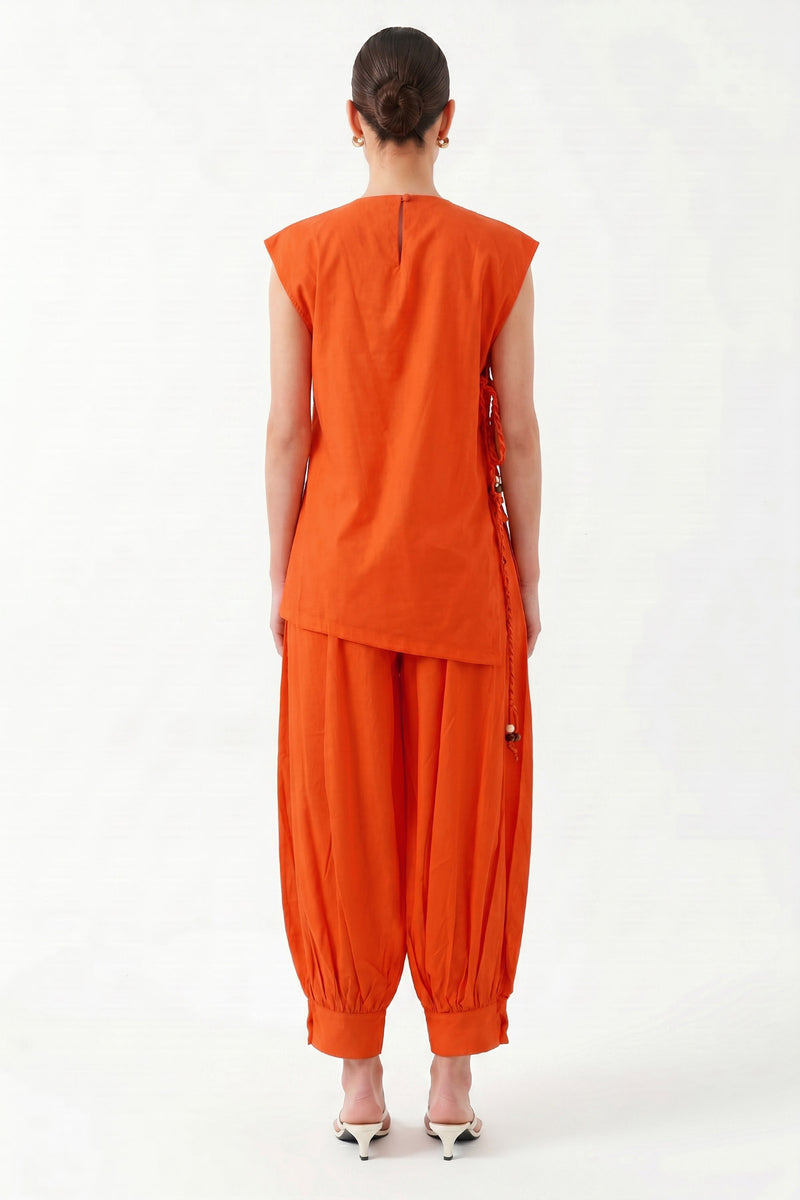 Oversize Degaje Yaka Kolsuz Bluz - Coral