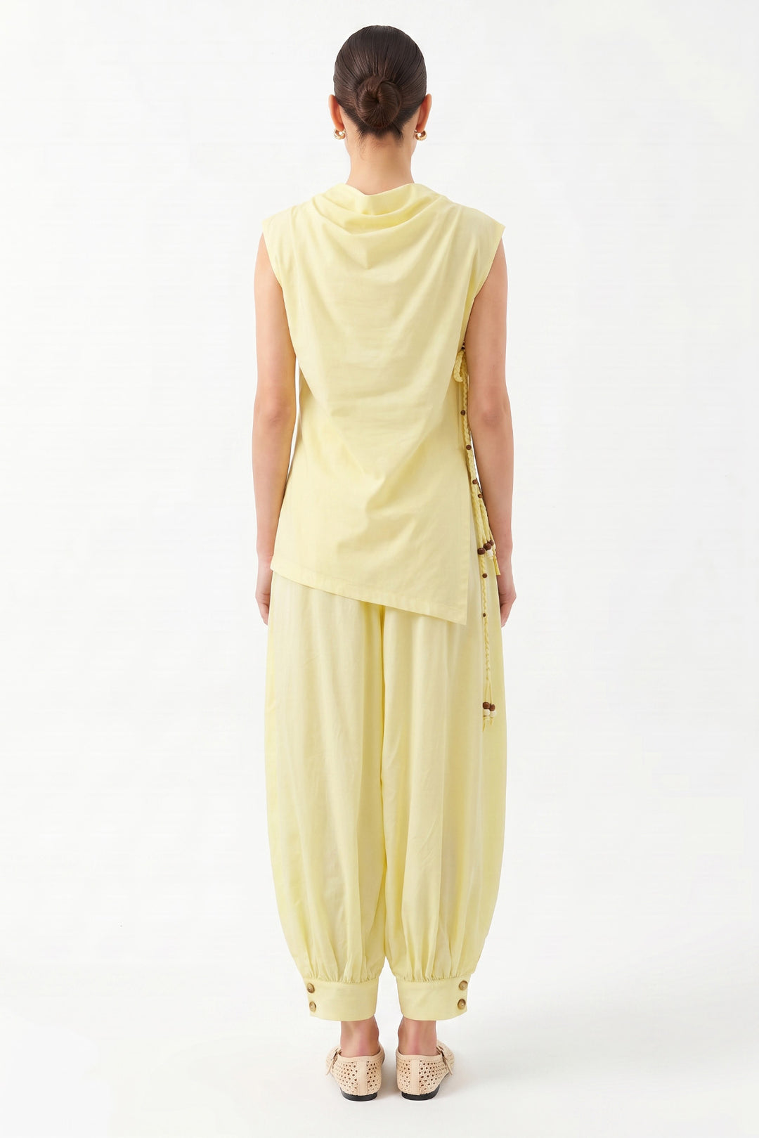Oversize Degaje Yaka Kolsuz Bluz SARI