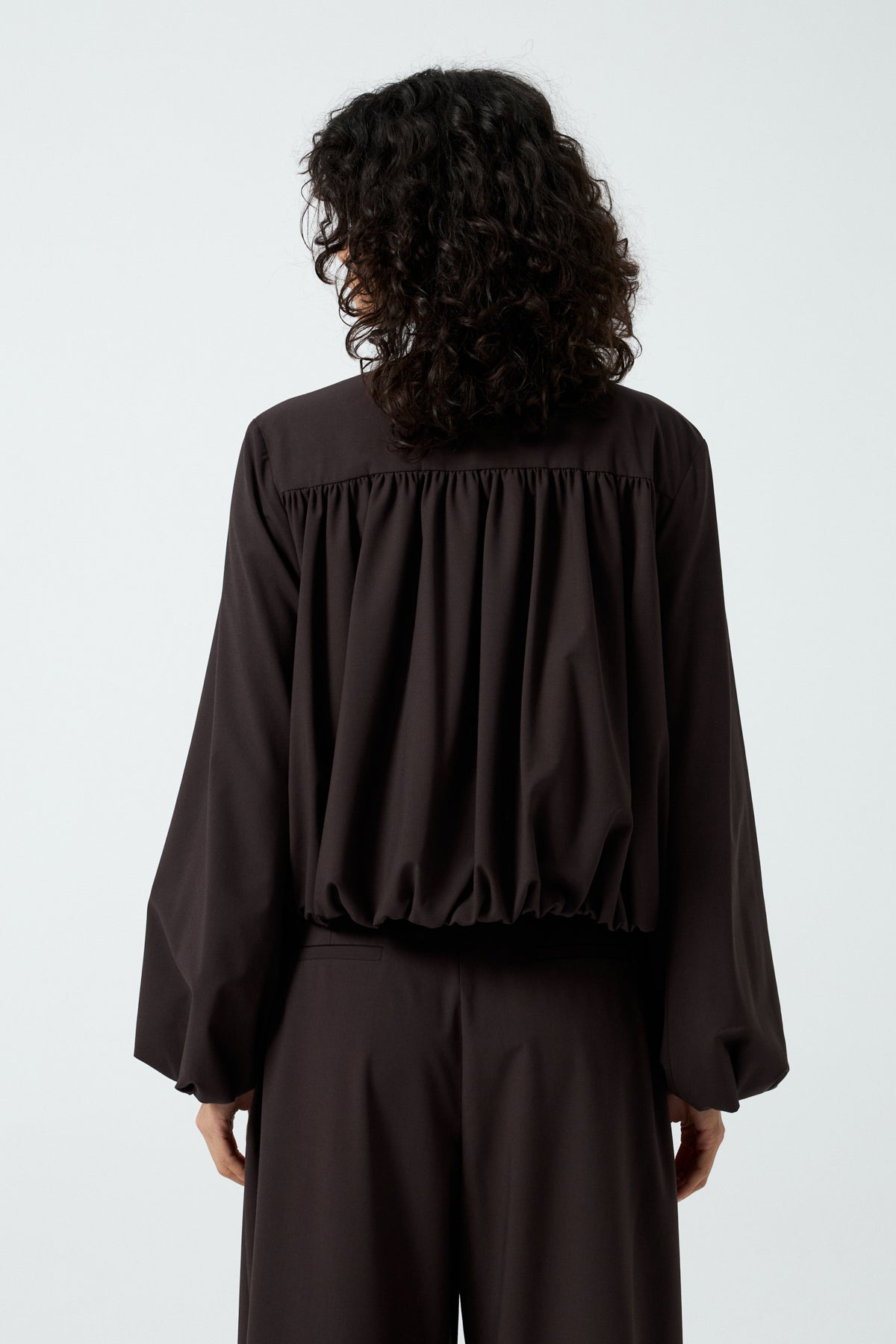 Şal Detaylı Fermuarlı Ceket - Kahverengi