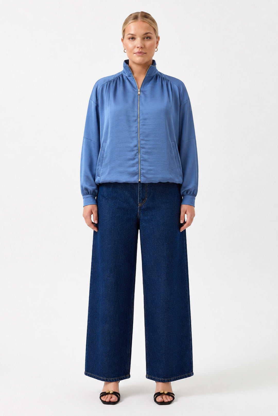 Oversize Boğazlı Uzun Kollu Ceket MAVİ