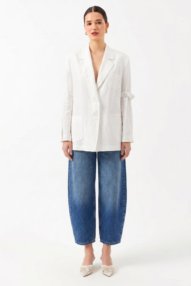 Oversize Uzun Kollu Ceket BEYAZ