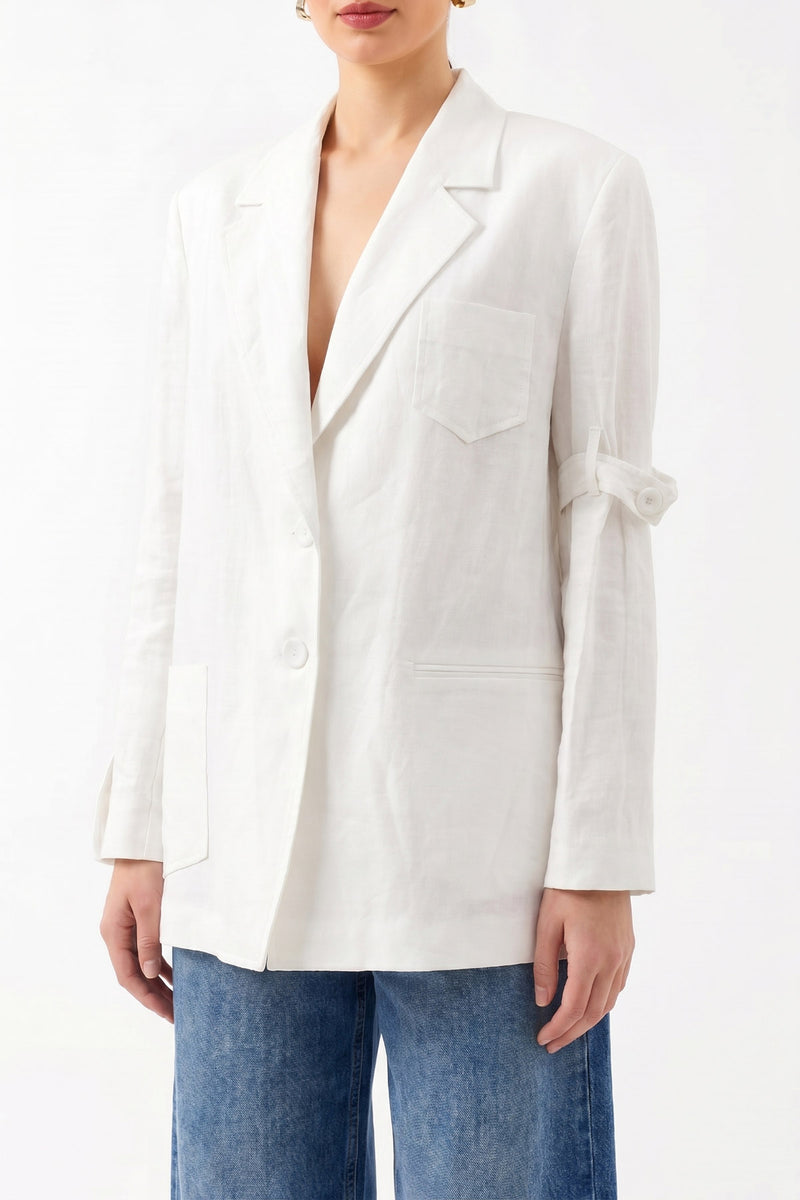Oversize Uzun Kollu Ceket BEYAZ
