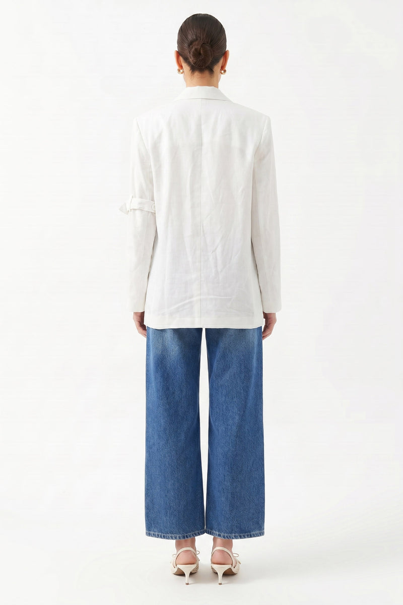 Oversize Uzun Kollu Ceket BEYAZ
