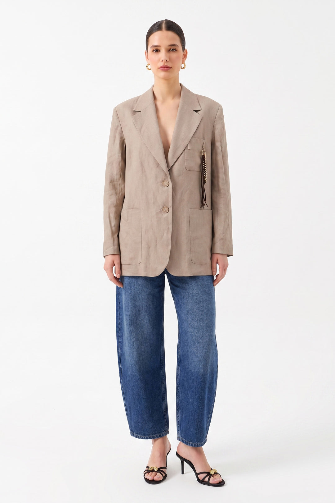 Oversize Uzun Kollu Ceket - Bej