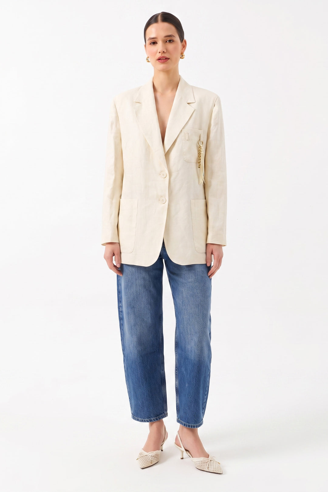 Oversize Uzun Kollu Ceket - Vanilya