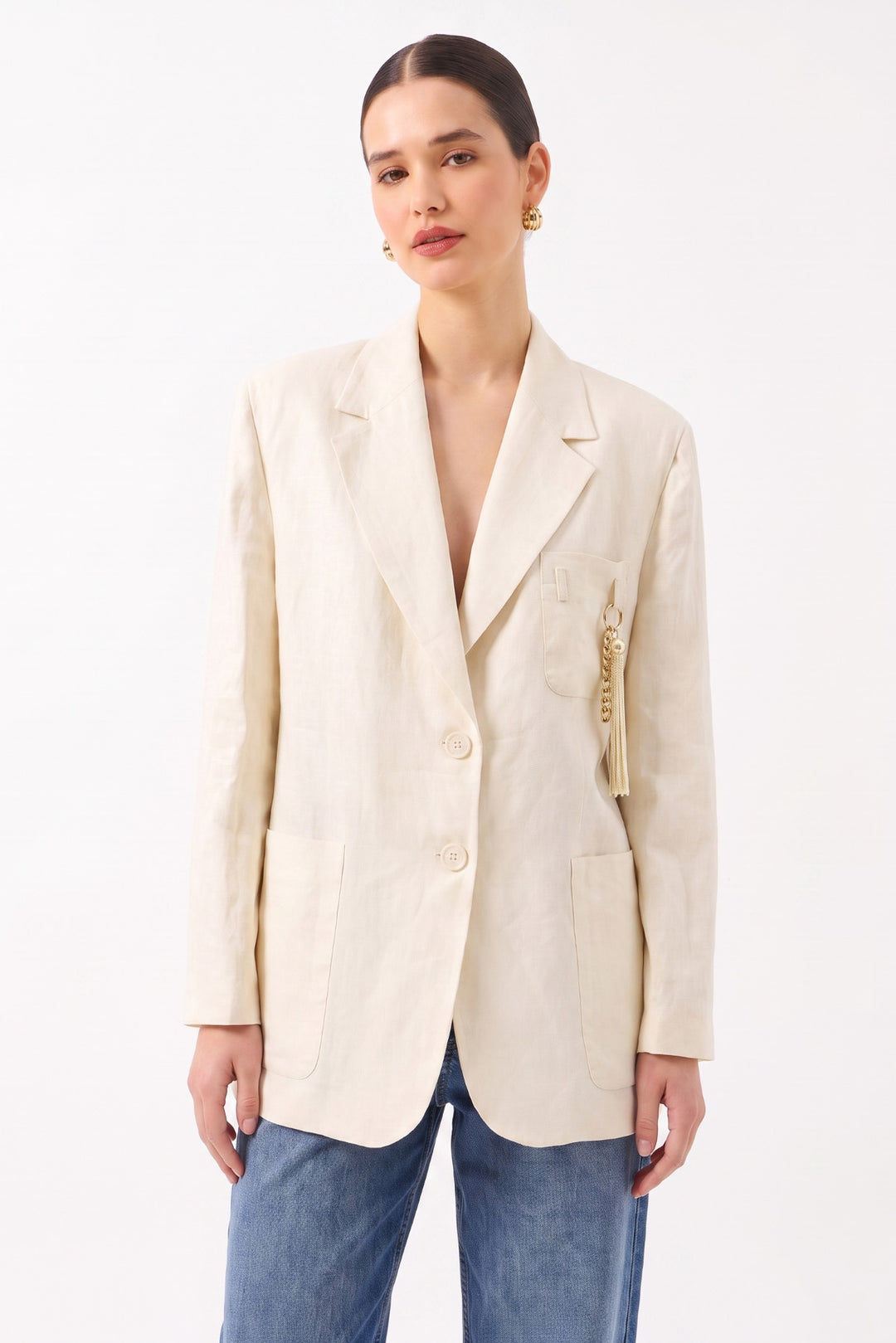Oversize Uzun Kollu Ceket - Vanilya
