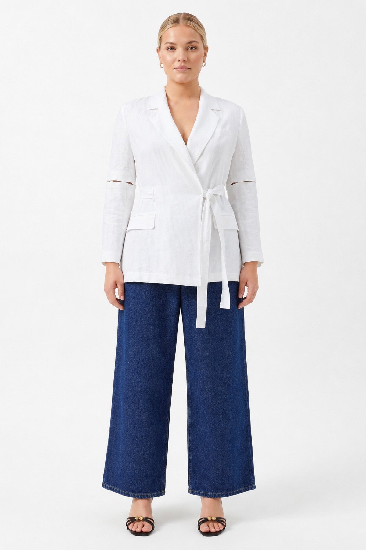 Oversize Uzun Kollu Ceket BEYAZ