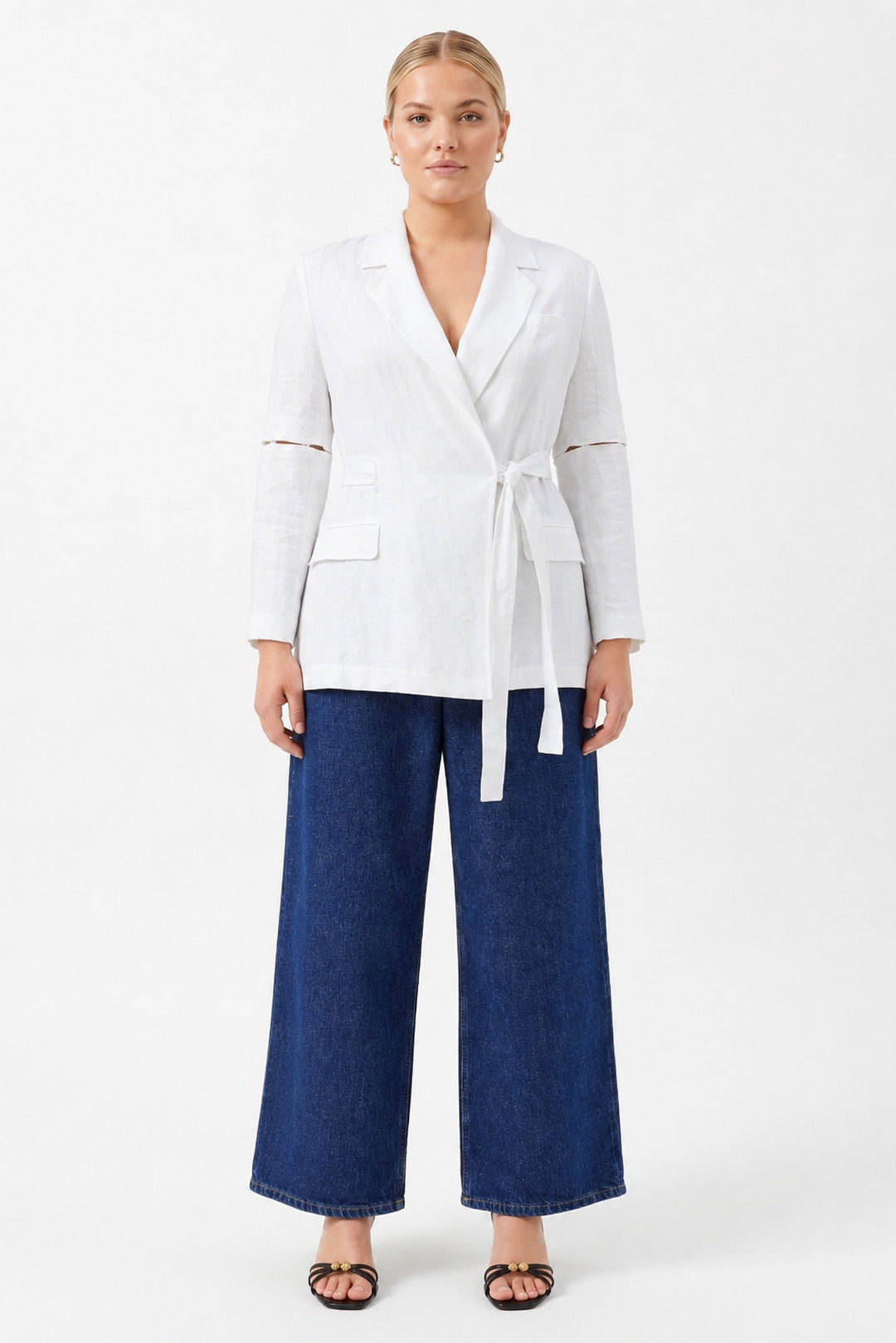 Oversize Uzun Kollu Ceket BEYAZ