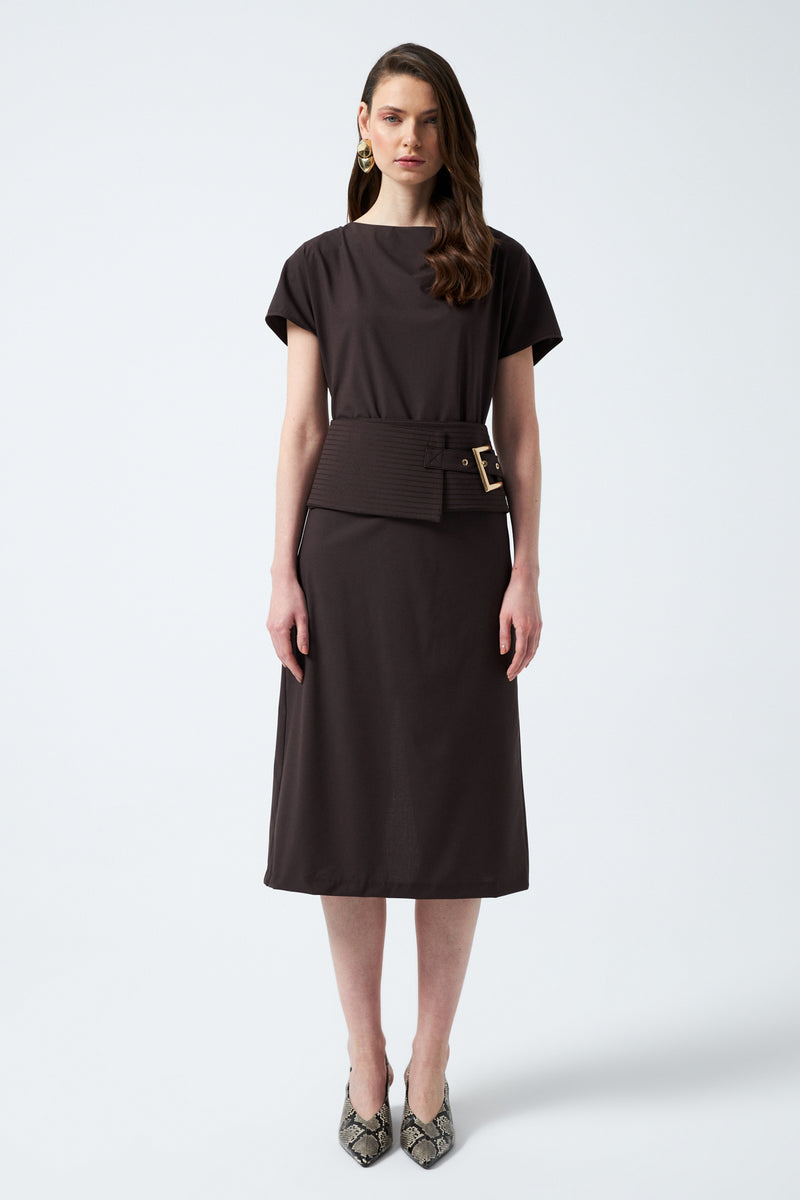 1YA2EL0068 - 117 ELBİSE KAHVERENGİ