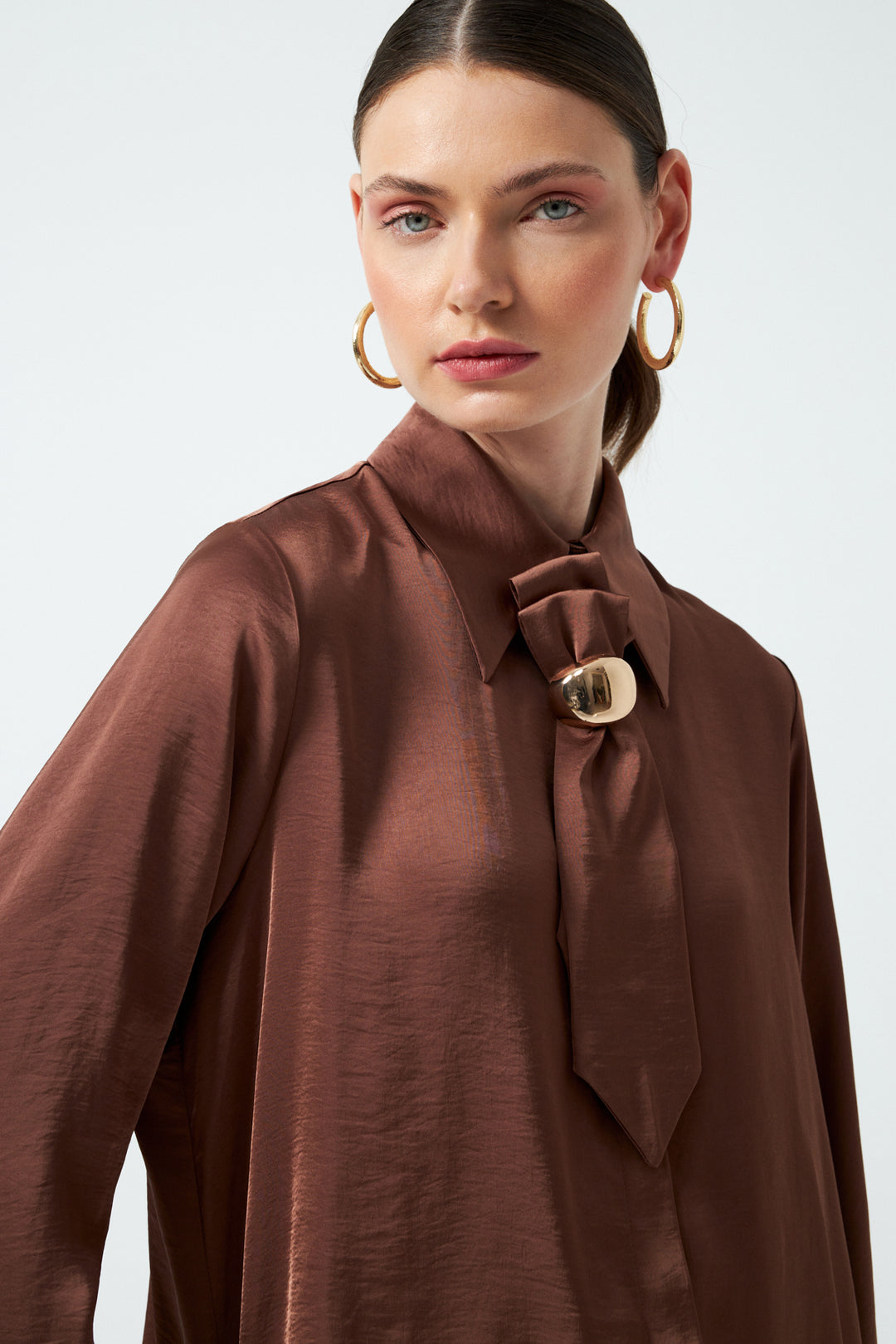Toka Detaylı Gömlek - Kahverengi