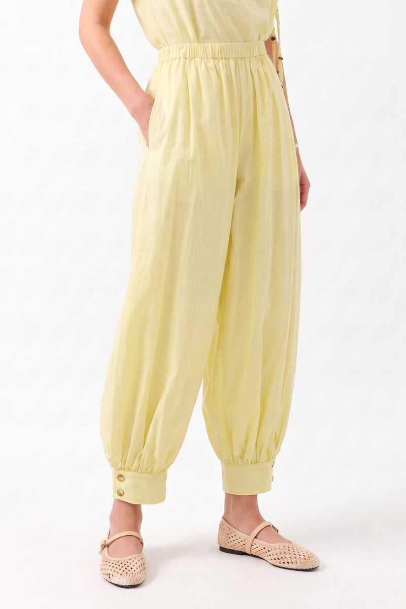 Paça Detaylı Balon Pantolon SARI