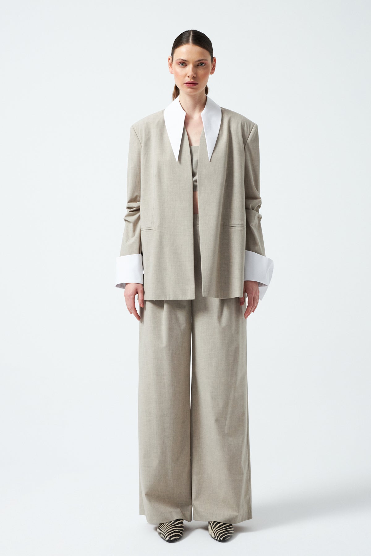 1YA2TA0055 - 117 PANTOLONLU TAKIM BEJ