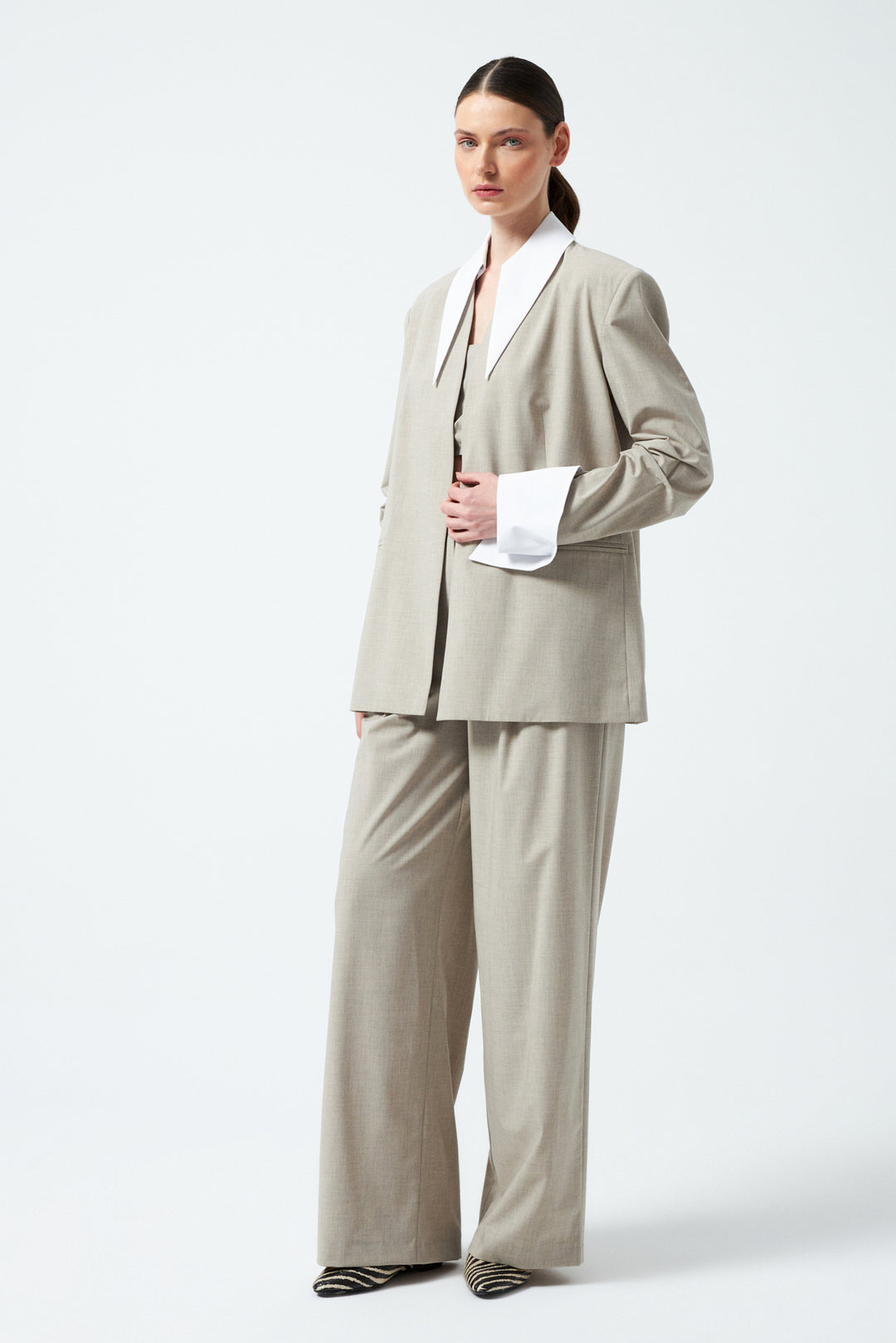 1YA2TA0055 - 117 PANTOLONLU TAKIM BEJ