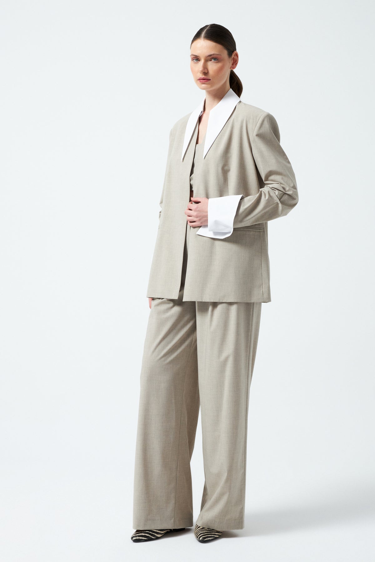 1YA2TA0055 - 117 PANTOLONLU TAKIM BEJ