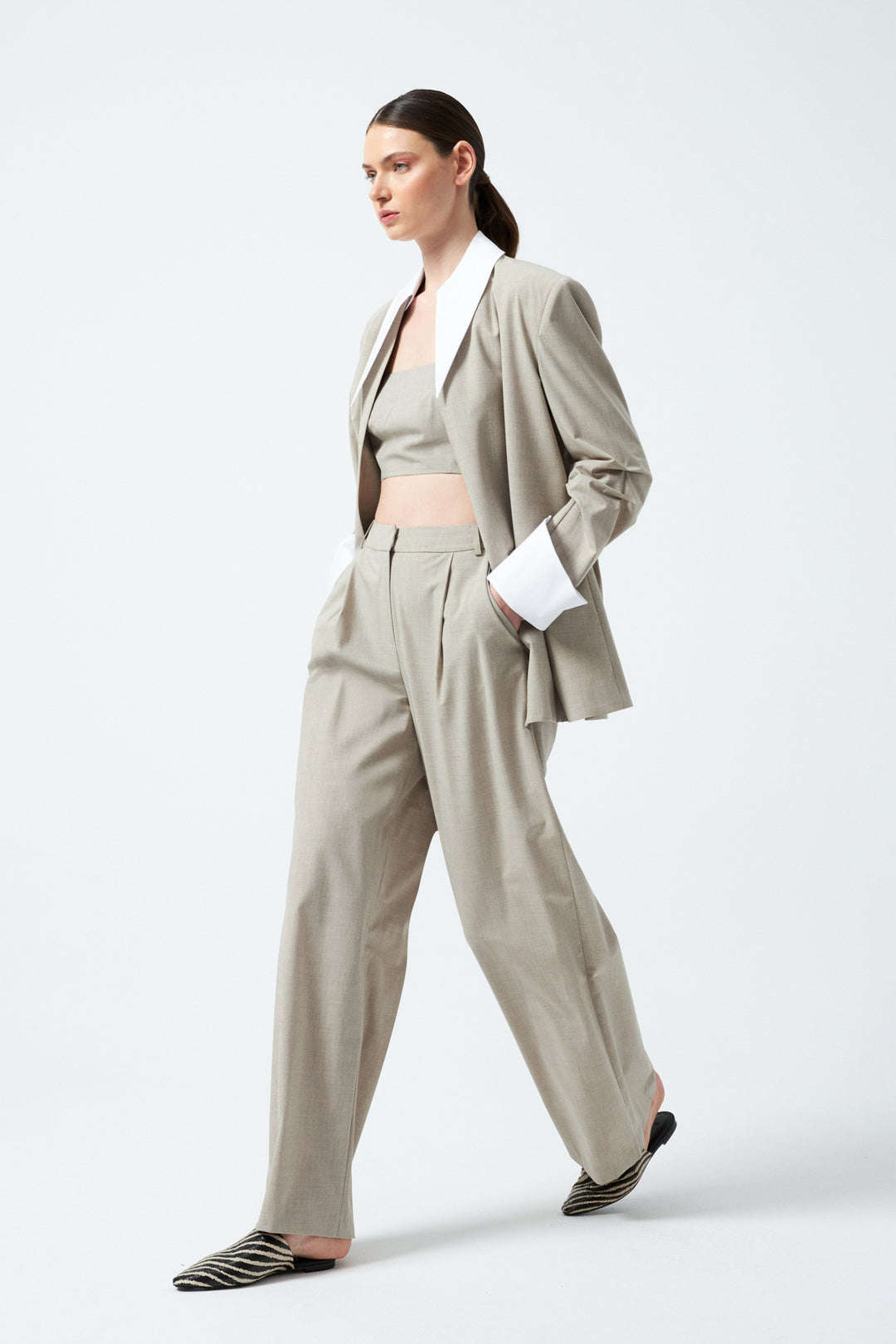 1YA2TA0055 - 117 PANTOLONLU TAKIM BEJ