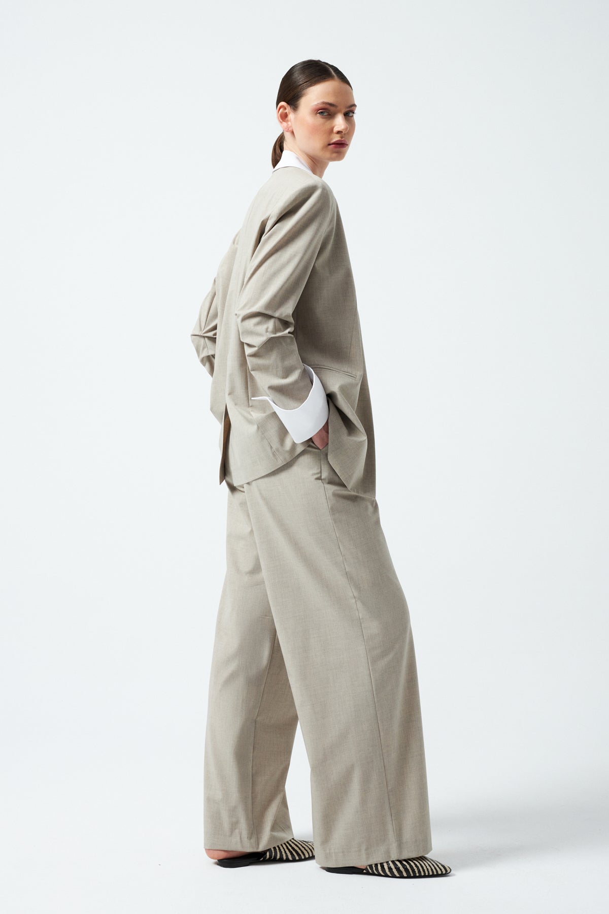 1YA2TA0055 - 117 PANTOLONLU TAKIM BEJ