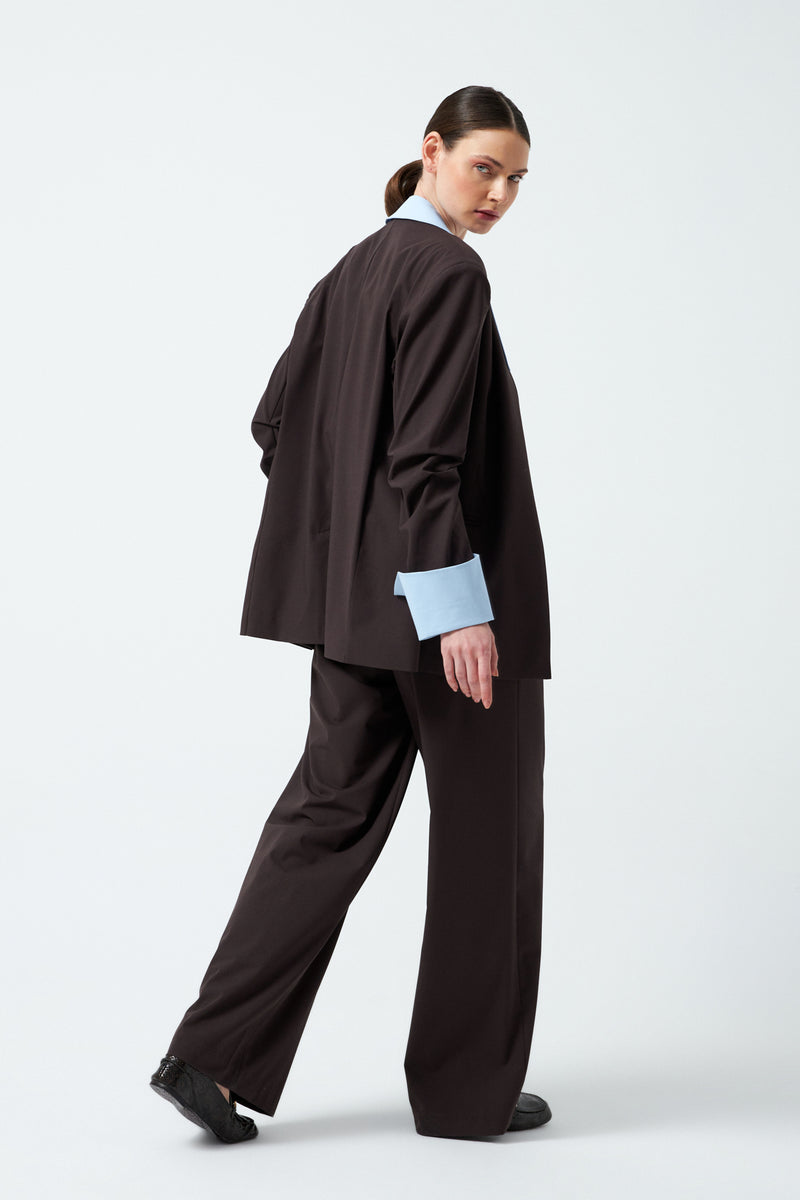 Yaka Kol Detaylı Takım - Kahverengi