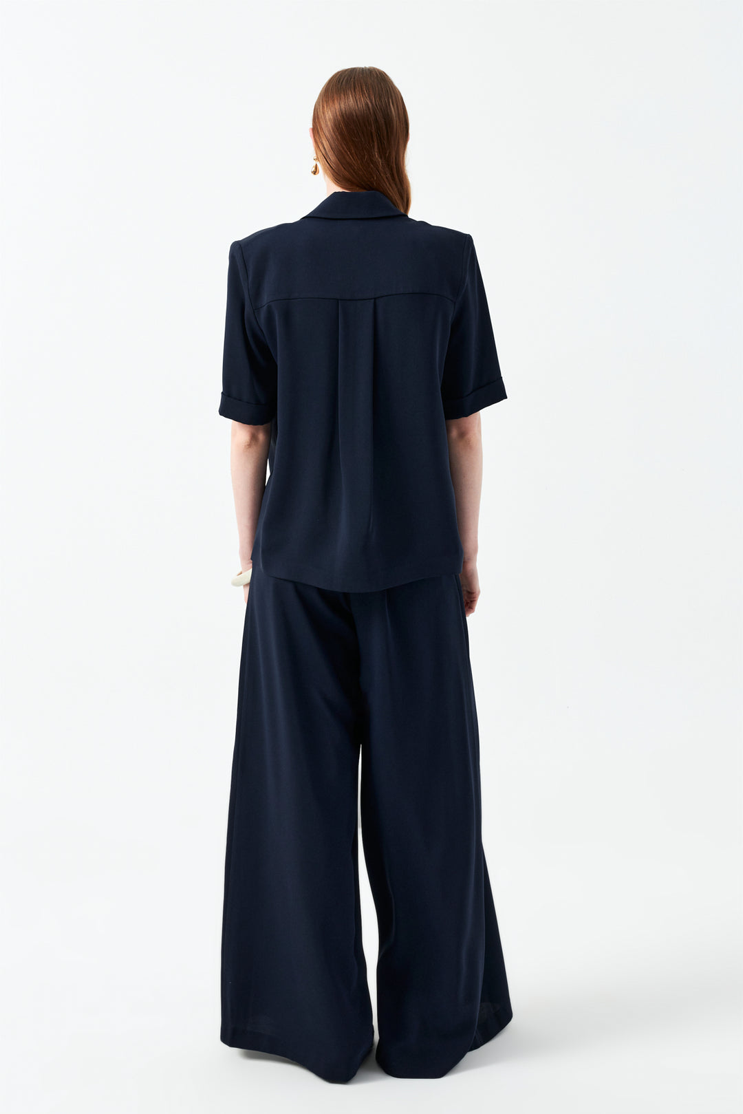 Çift Düğmeli Kısa Kol Pantolonlu Takım - Lacivert