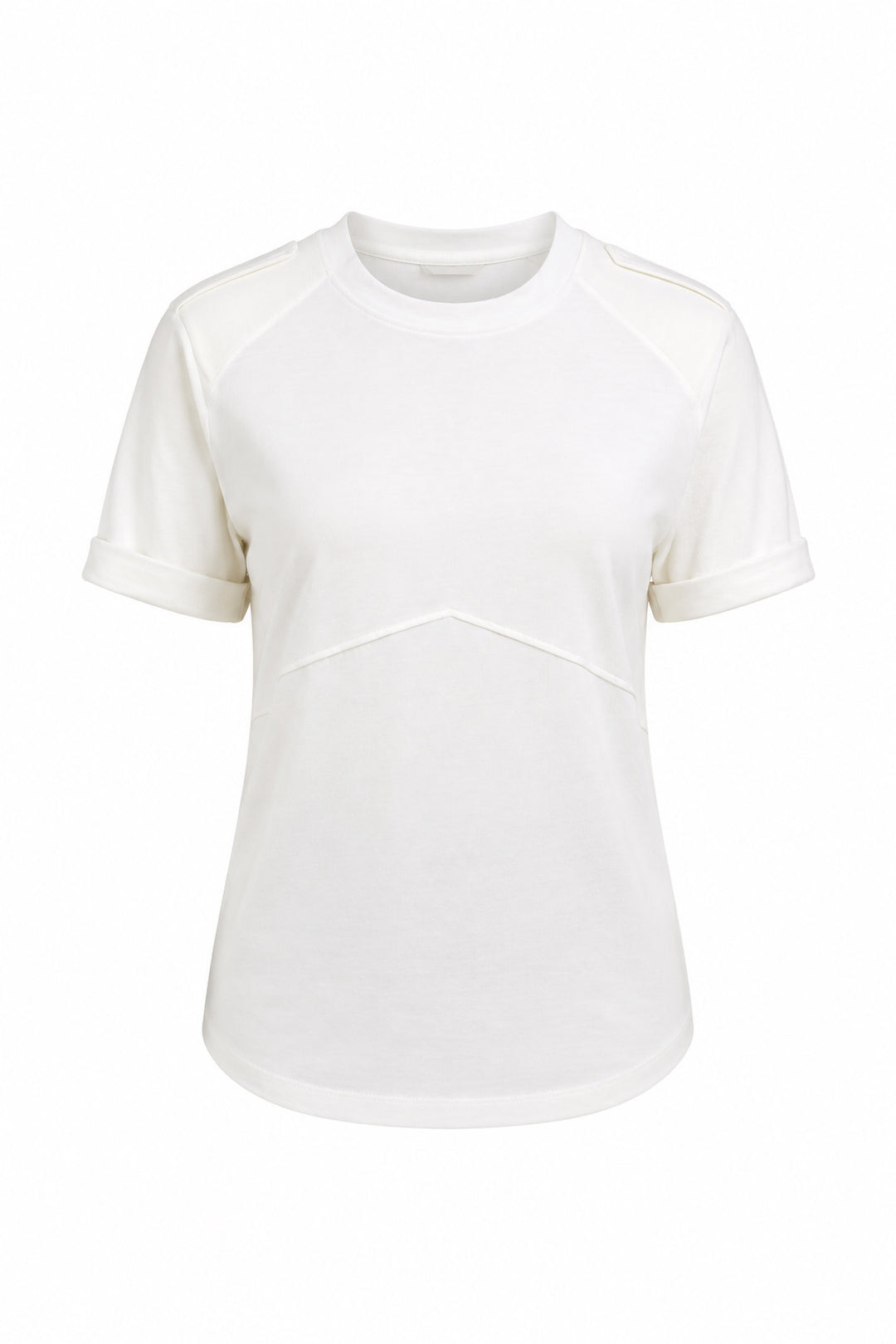 Degaje Yaka Kısa Kollu T-Shirt - Ekru