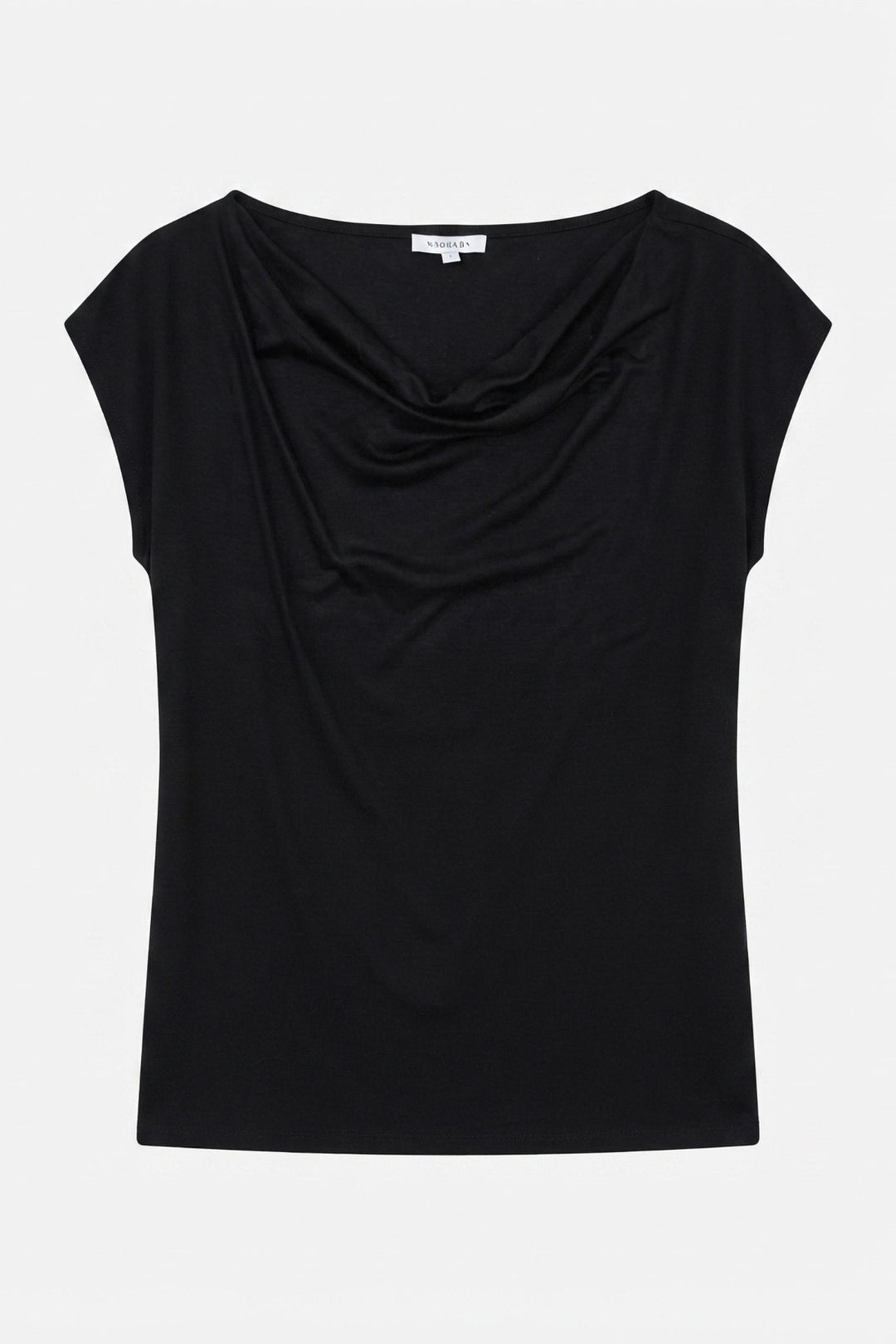 Degaje Yaka Kısa Kollu T-Shirt SİYAH