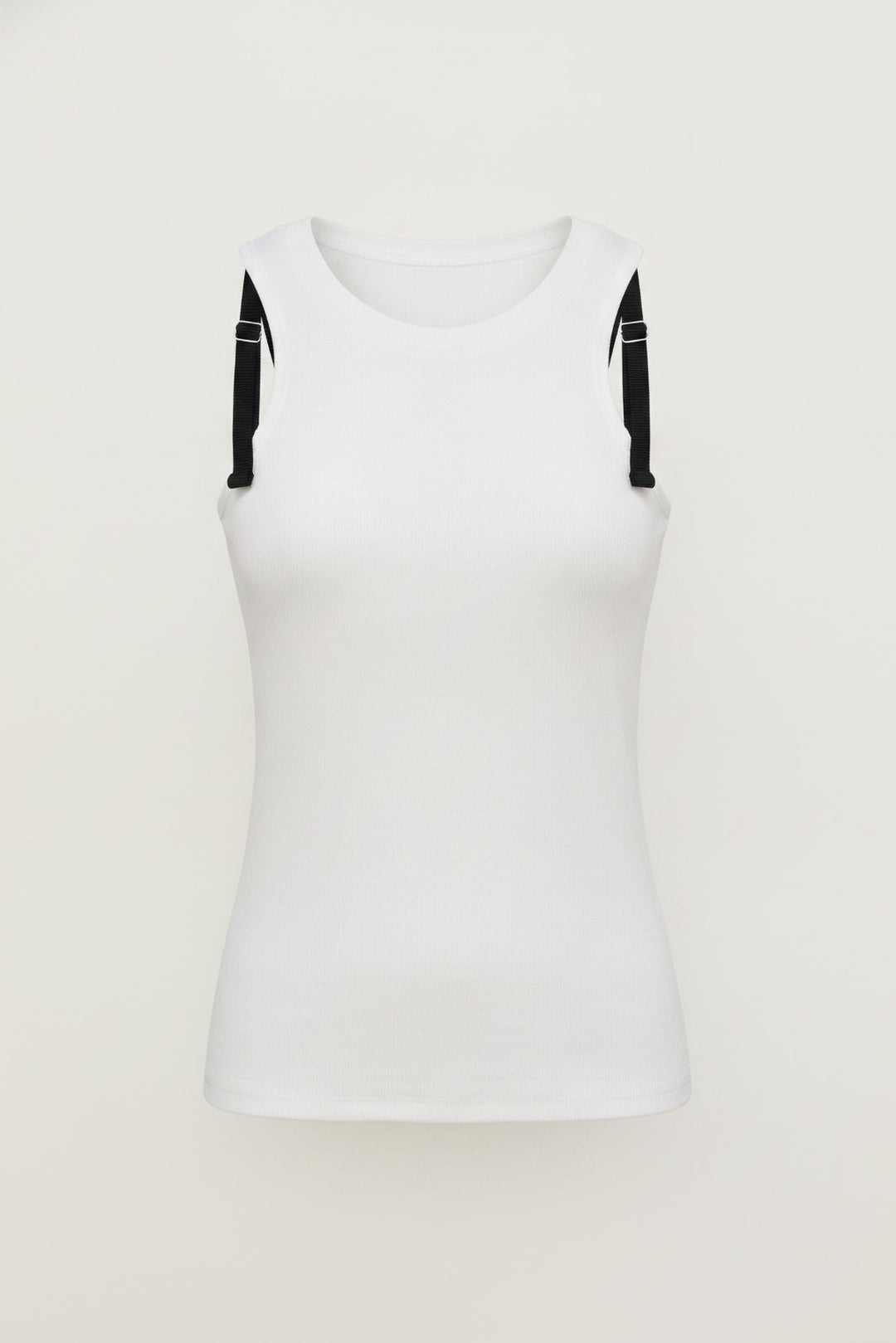 Dar Kesim Halter Yaka Kolsuz T-Shirt EKRU