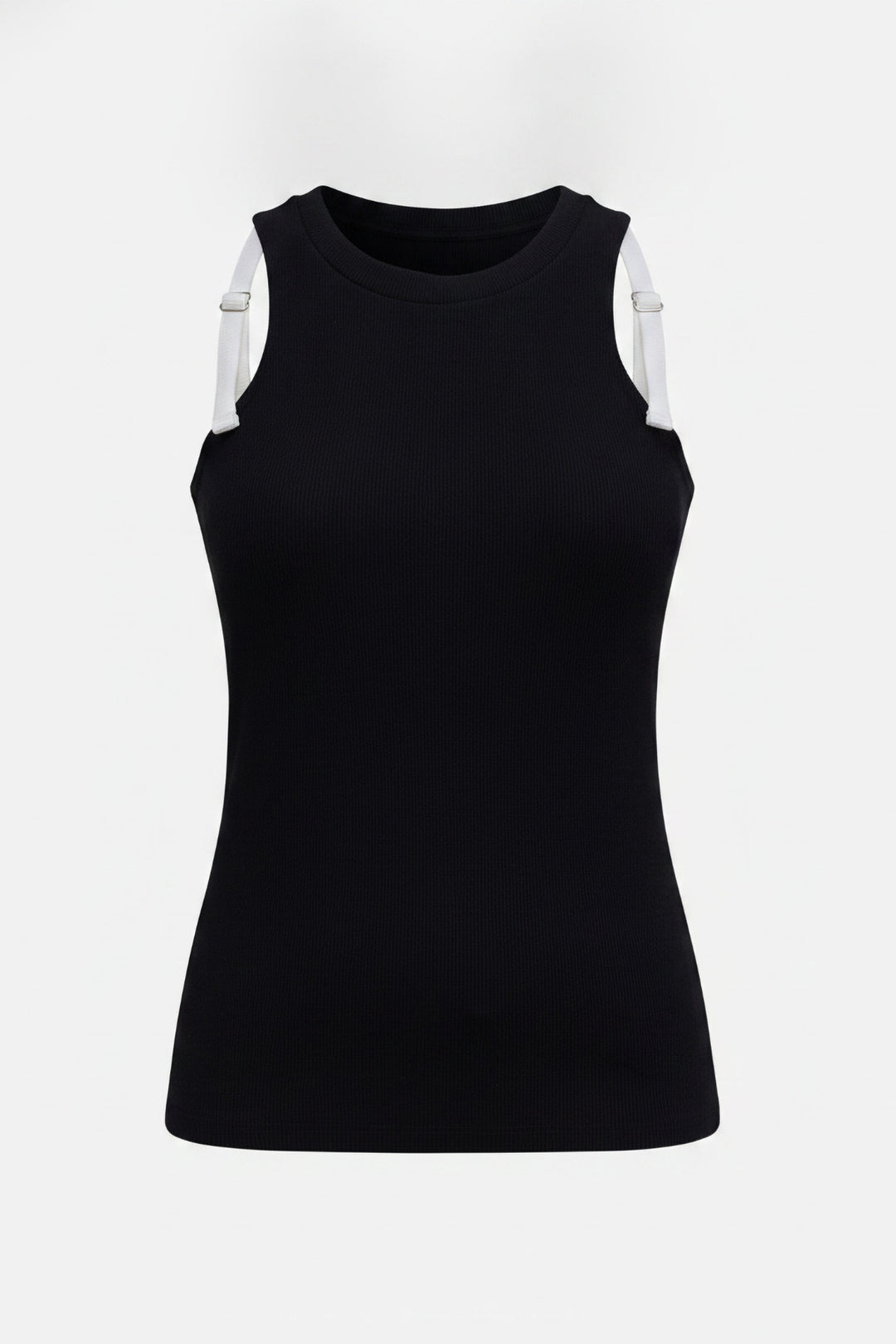 Dar Kesim Halter Yaka Kolsuz T-Shirt SİYAH