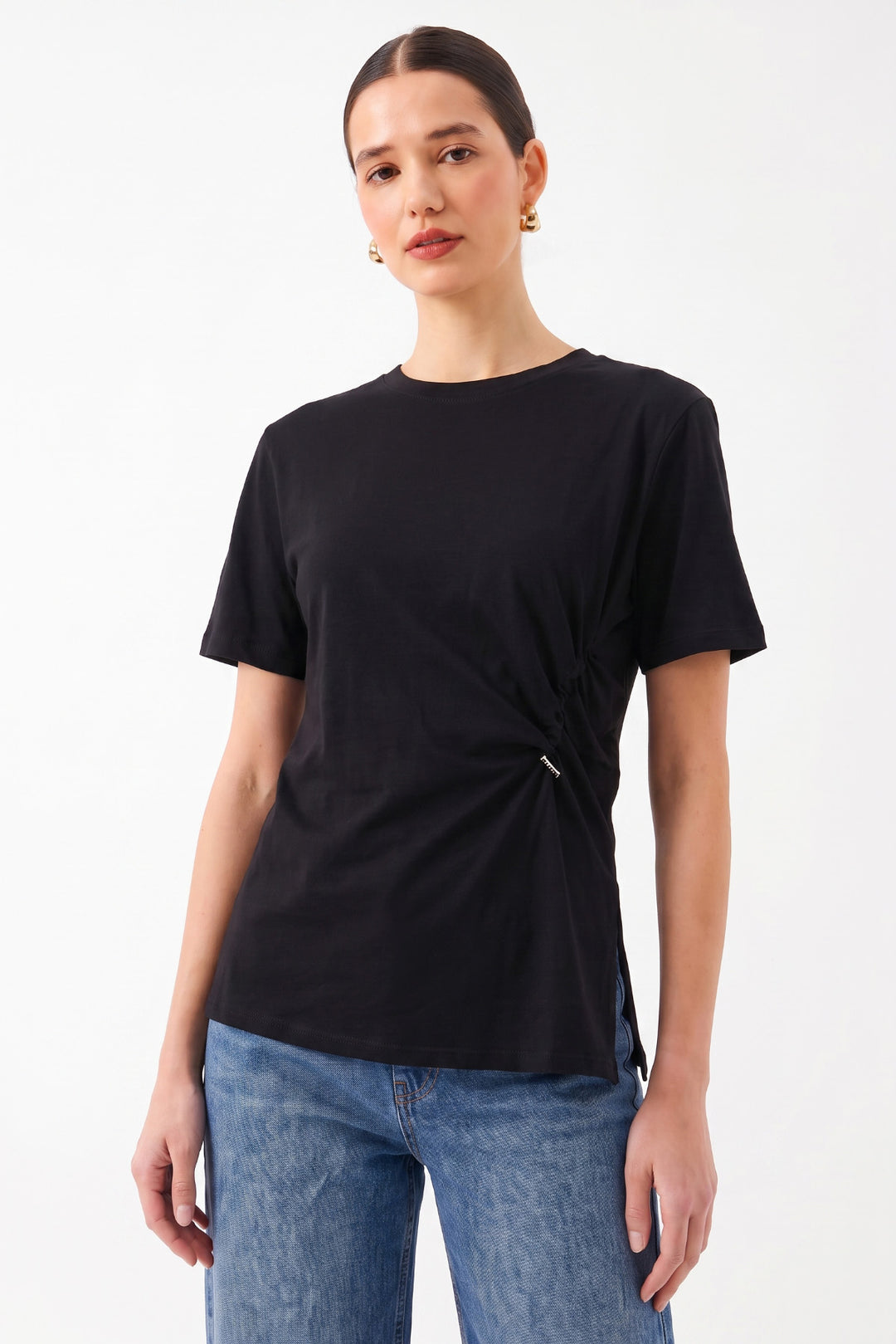 Dar Kesim Yuvarlak Yaka Kolsuz T-Shirt - Siyah