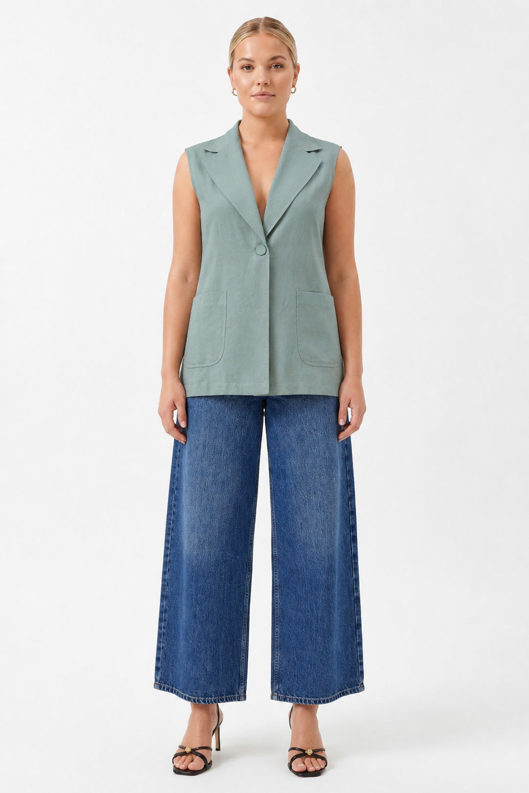 Oversize Ceket Yaka Kolsuz Yelek MİNT