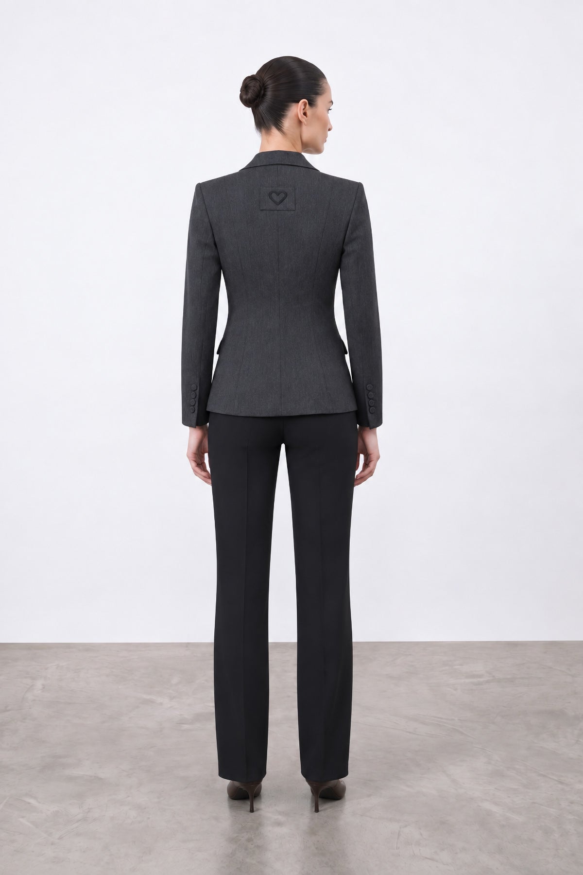 Füme Kırçıllı Tek Düğmeli Blazer Ceket