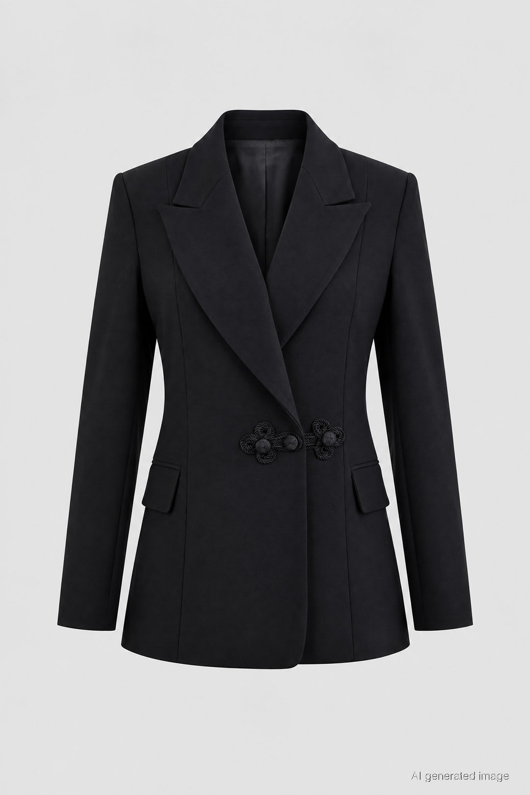 Siyah Klips Detaylı Fitted Blazer Ceket