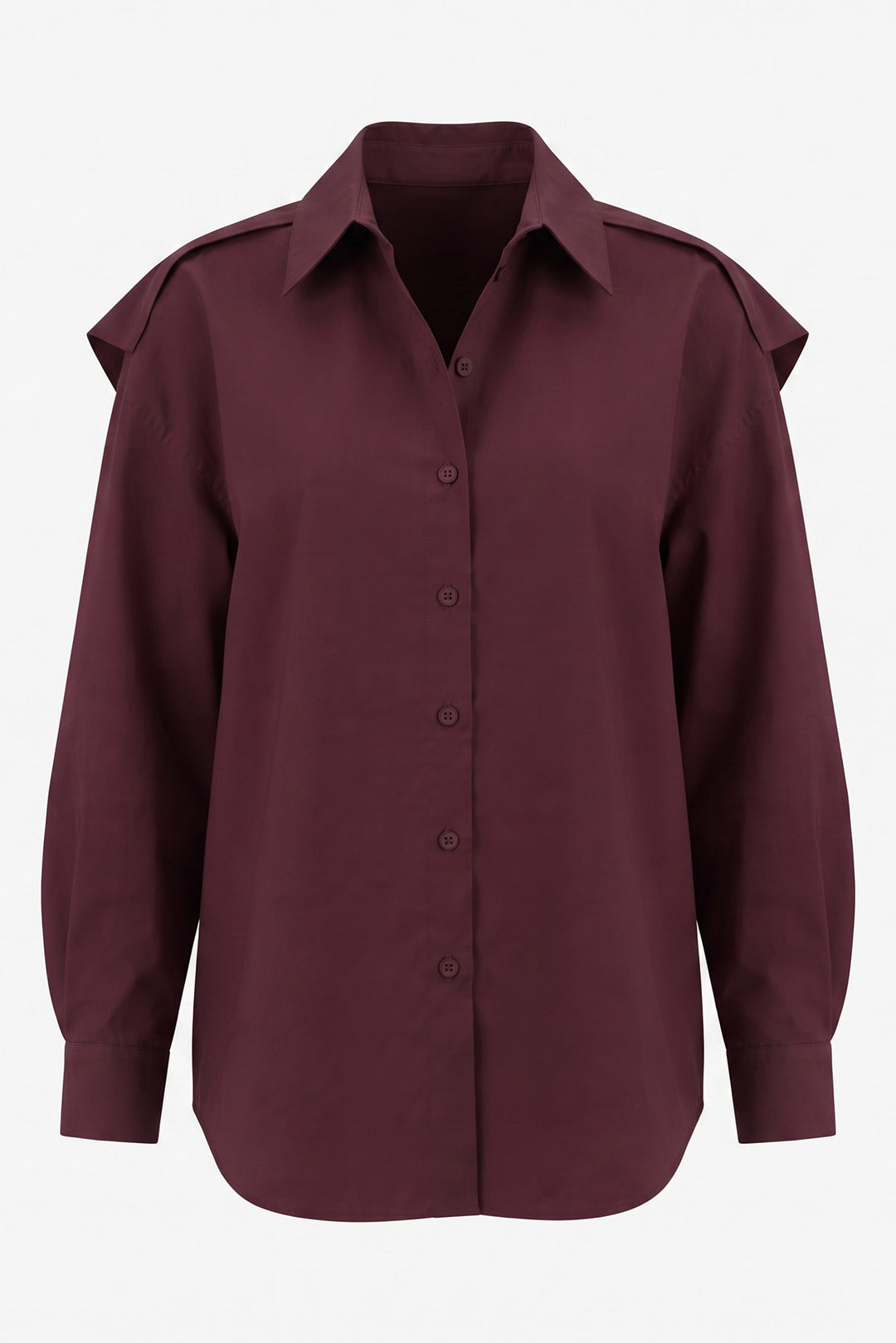 Oversize Poplin Gömlek Kahverengi Bordo
