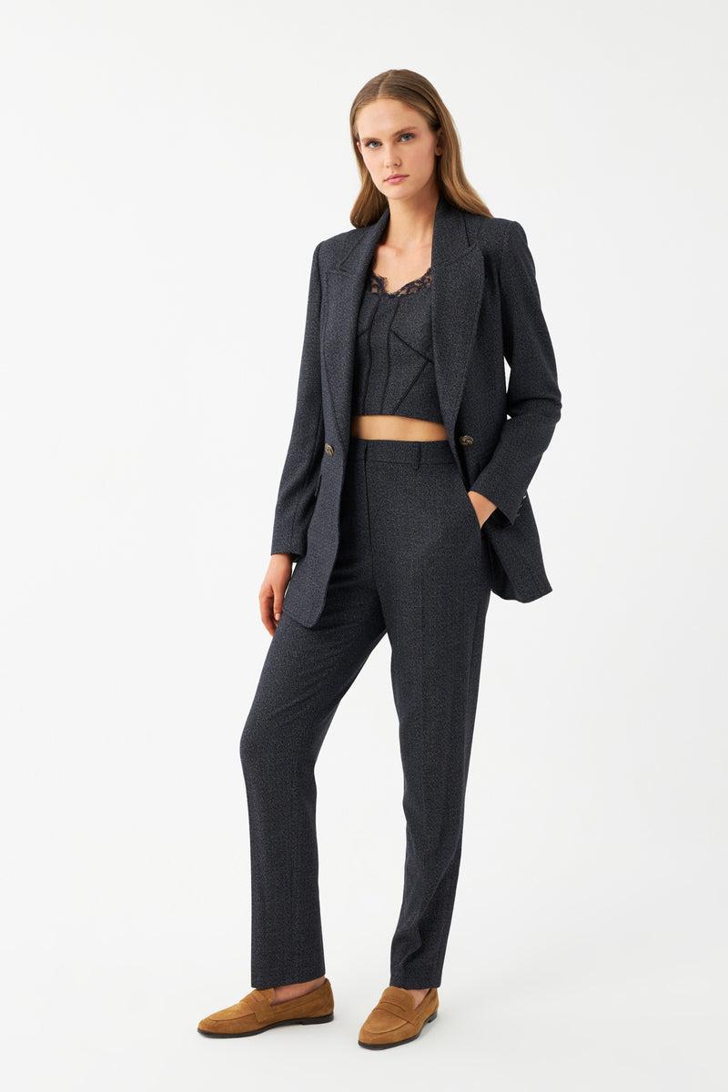 Lacivert Kadın Blazer Ceket – Düz Kesim Şık Takım Ceket