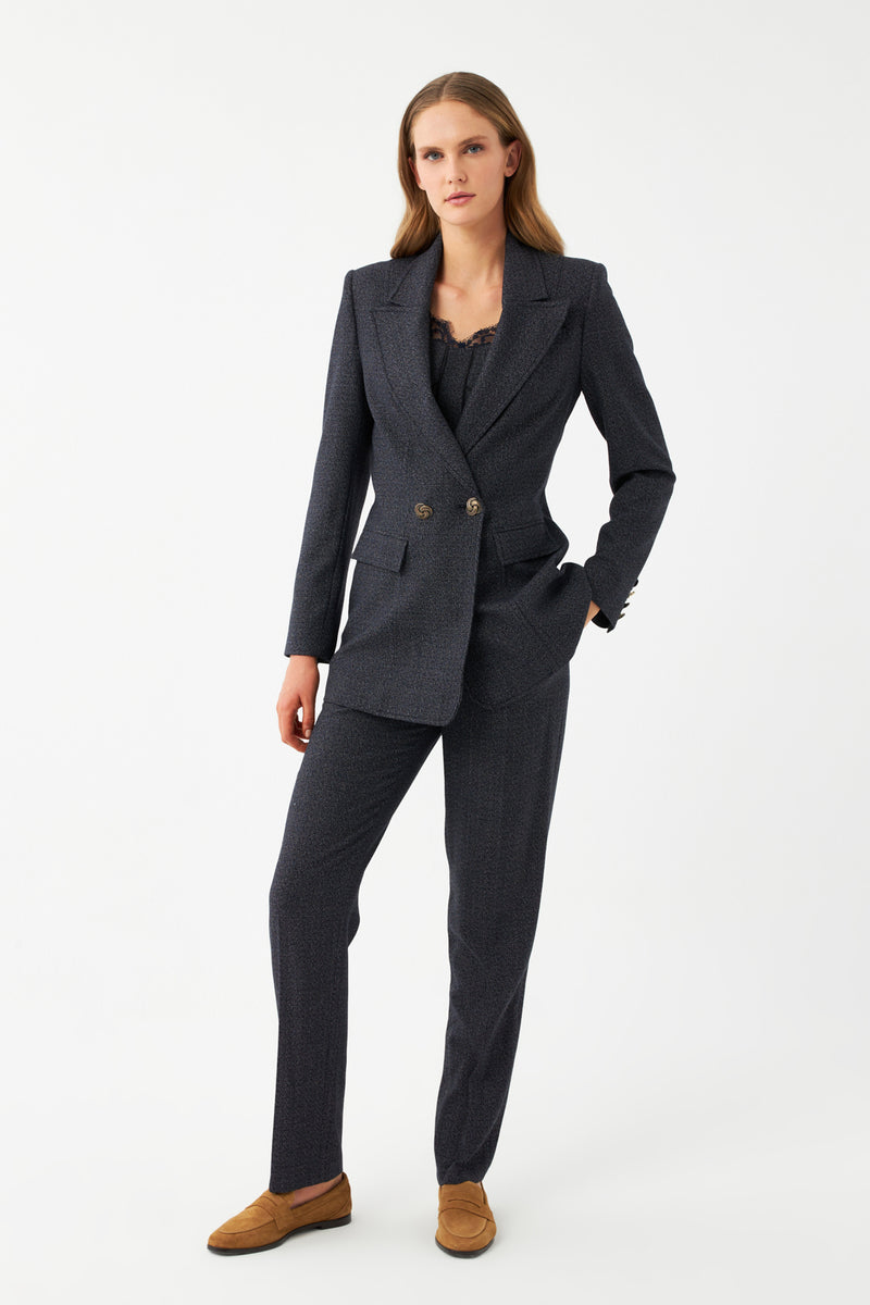 Lacivert Kadın Blazer Ceket – Düz Kesim Şık Takım Ceket